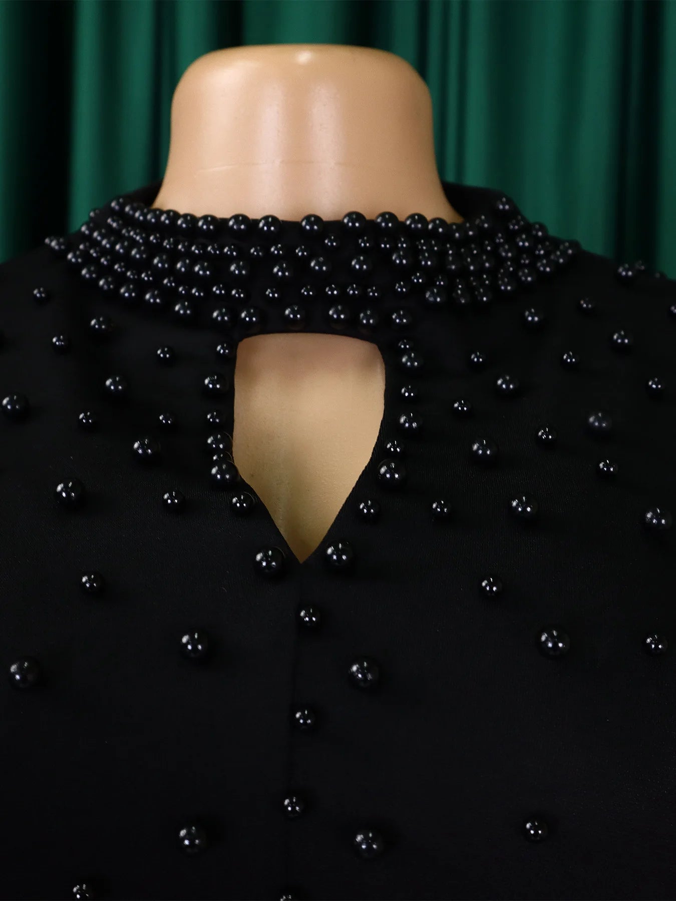 Vestido Elegante Africano para Mujer, Vestidos de Noche con Cuello Alto y Cuentas a la Moda, Vestido Delgado de Temperamento para Mujer, Vestidos Casuales de Manga Larga