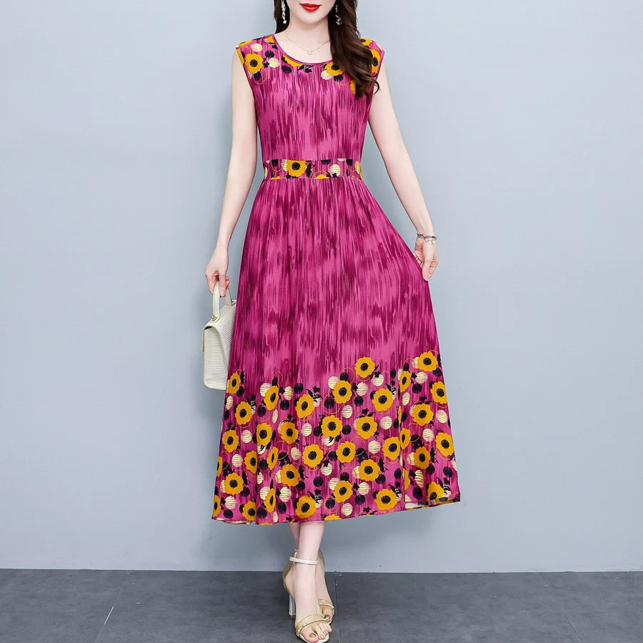 New Fashion  Summer Print Women Short Sleeve Cotton Plus Size Women Clothing Dress Ladies Large Size Vestidos dresses