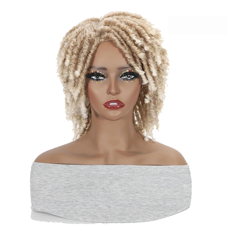 Pelucas de rastas para mujeres, niños y hombres de raza negra, peluca rubia corta rizada, pelucas afro grandes trenzadas, pelucas sintéticas trenzadas retorcidas