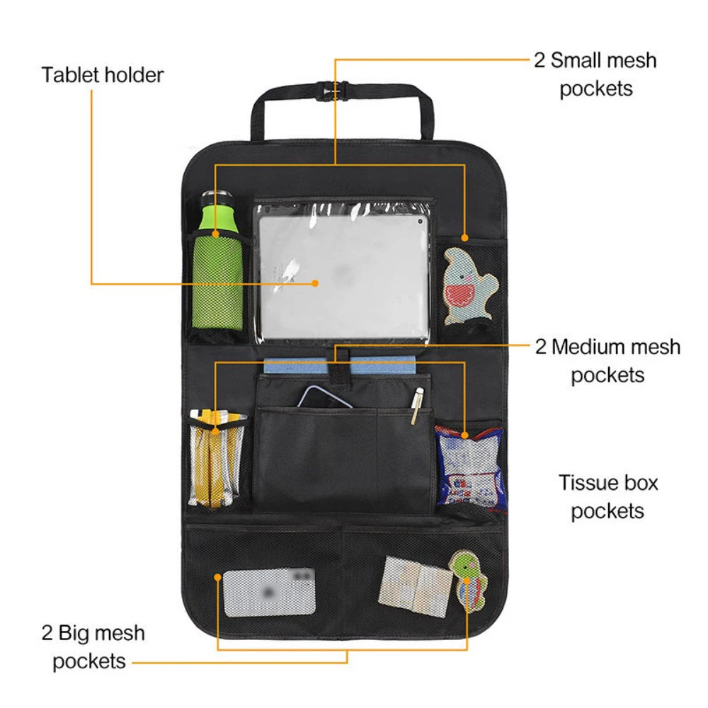 Organizador universal de maletero de coche, red de almacenamiento ajustable para el asiento trasero, organizadores colgantes de alta capacidad para Jeeps, SUV y furgonetas.