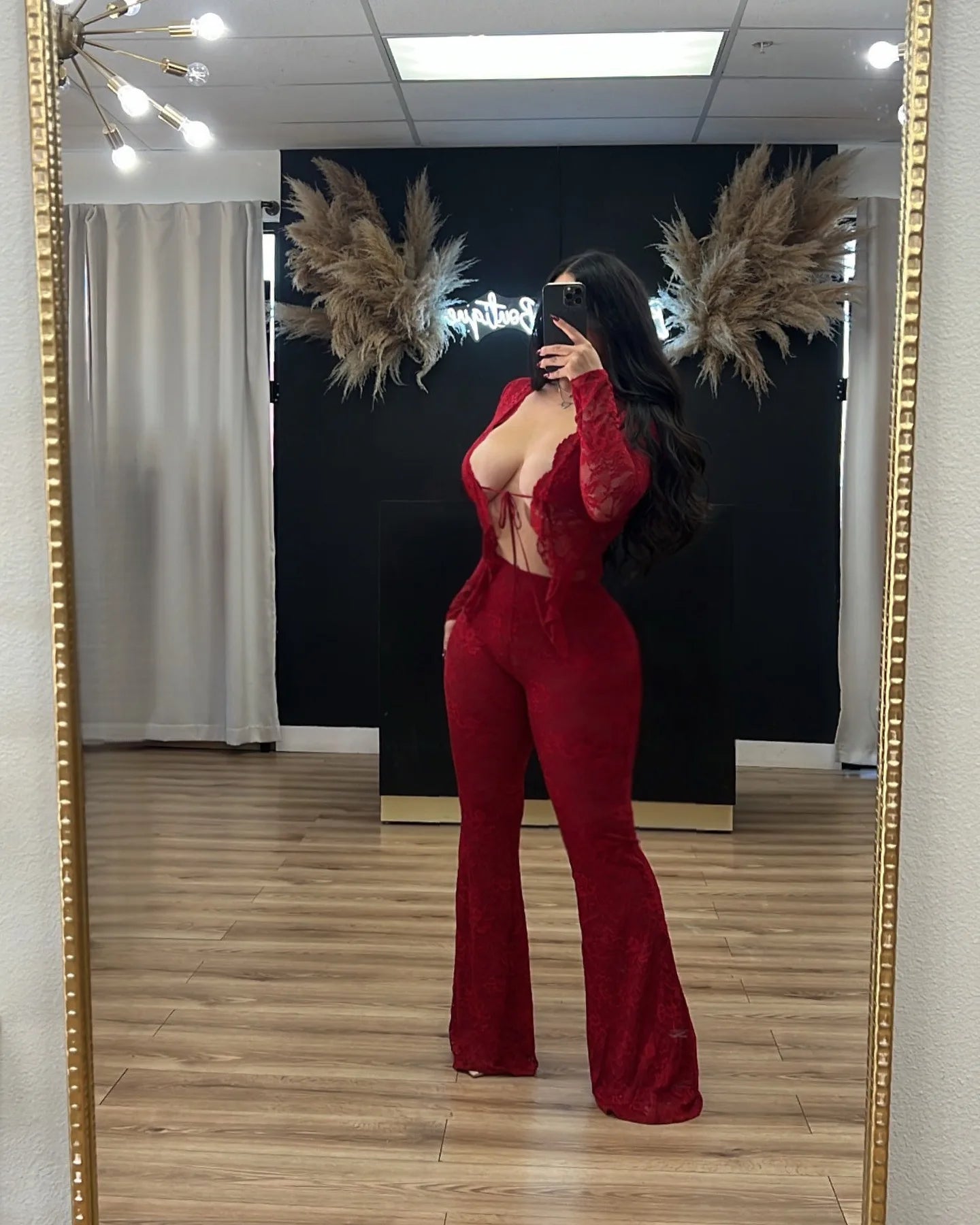 Pant Sets Women Two Pieces Cardigan Lace Sexy Tops Tracksuit Full Wide Leg Pants Loose Fit Casual Spliced High Waist Solid
