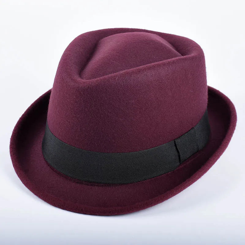 Classic Fedoras Men's Hat Fashion Autumn 2025 Solid Winter Short Sleeve Fedora Jazz Top Hats Women Black Gentleman Felt Cap