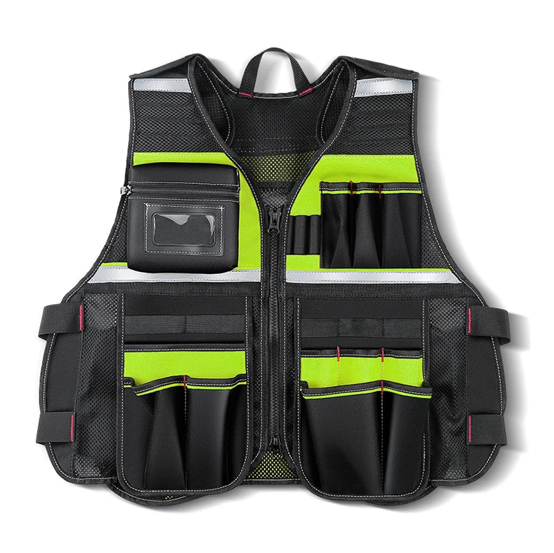 Workwear Allround Work Tool Vest Safety Vest with Multi-pockets and Zipper Heavy Duty Tool Vest for Electricians