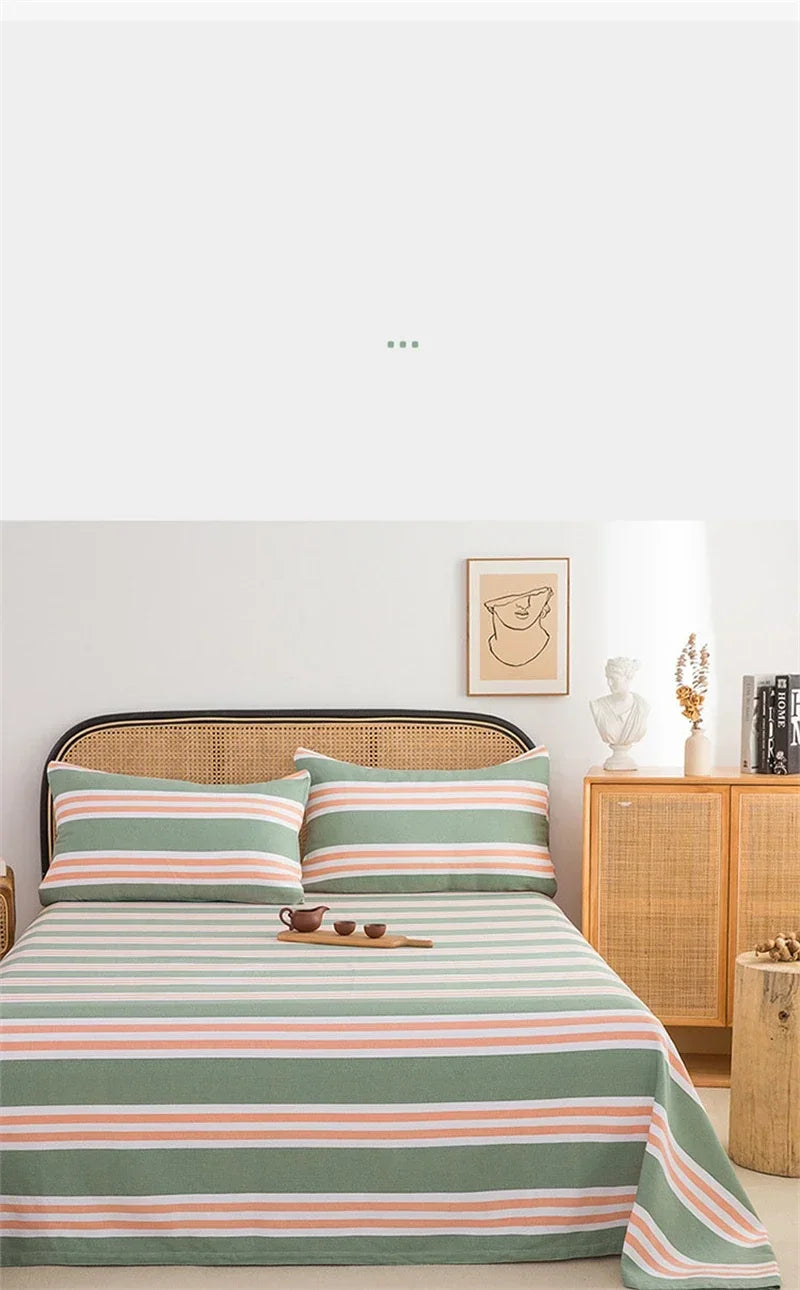 Soft 100% Cotton Coarse Cloth Bed Sheet Thick Sleep Naked Single Double Bedsheet Comfortable Durable Breathable Bed Sheets Queen