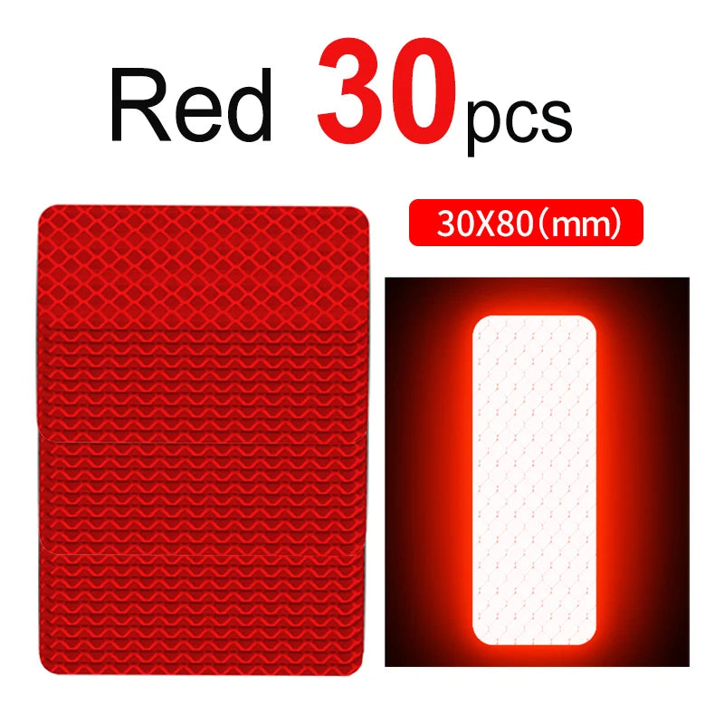 10~60pcs Bicycle Reflective Stickers Secure 30x80mm Warning Strip Car Motorcyle Night Saftety Mark Bicycle Rim Frame Reflector