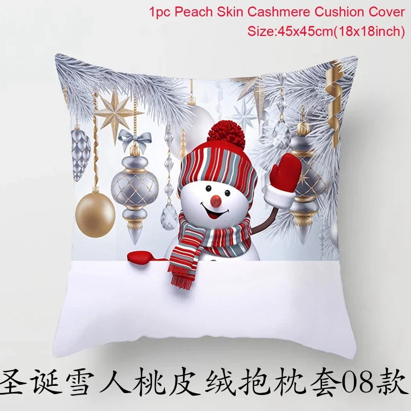 Merry Christmas Cushion Cover Christmas Decorations for Home 2021 Cristmas Ornament Noel Xmas Decor Navidad Happy New Year Gifts