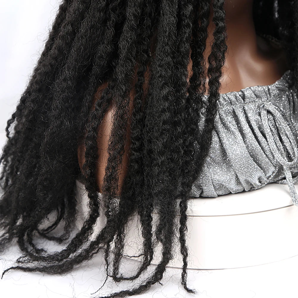 Peluca de pelo trenzado Marley de 18 pulgadas, sintética, tipo rastas Marley, suave, afro, con trenzas rizadas naturales para mujeres