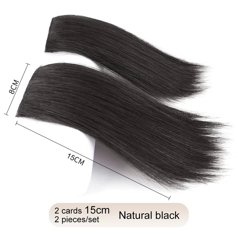 Extensiones de pelo sintético de 2 piezas/juego, extensiones de pelo, aberturas y piezas de repuesto para la parte superior, artefacto de reemplazo