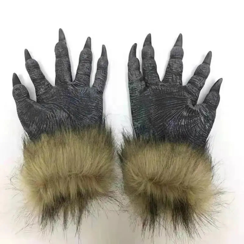 Halloween Wolf Head Mask Animal Gloves Cosplay Outfits Masquerade Funny  Headwear for Carnival Party Men Women