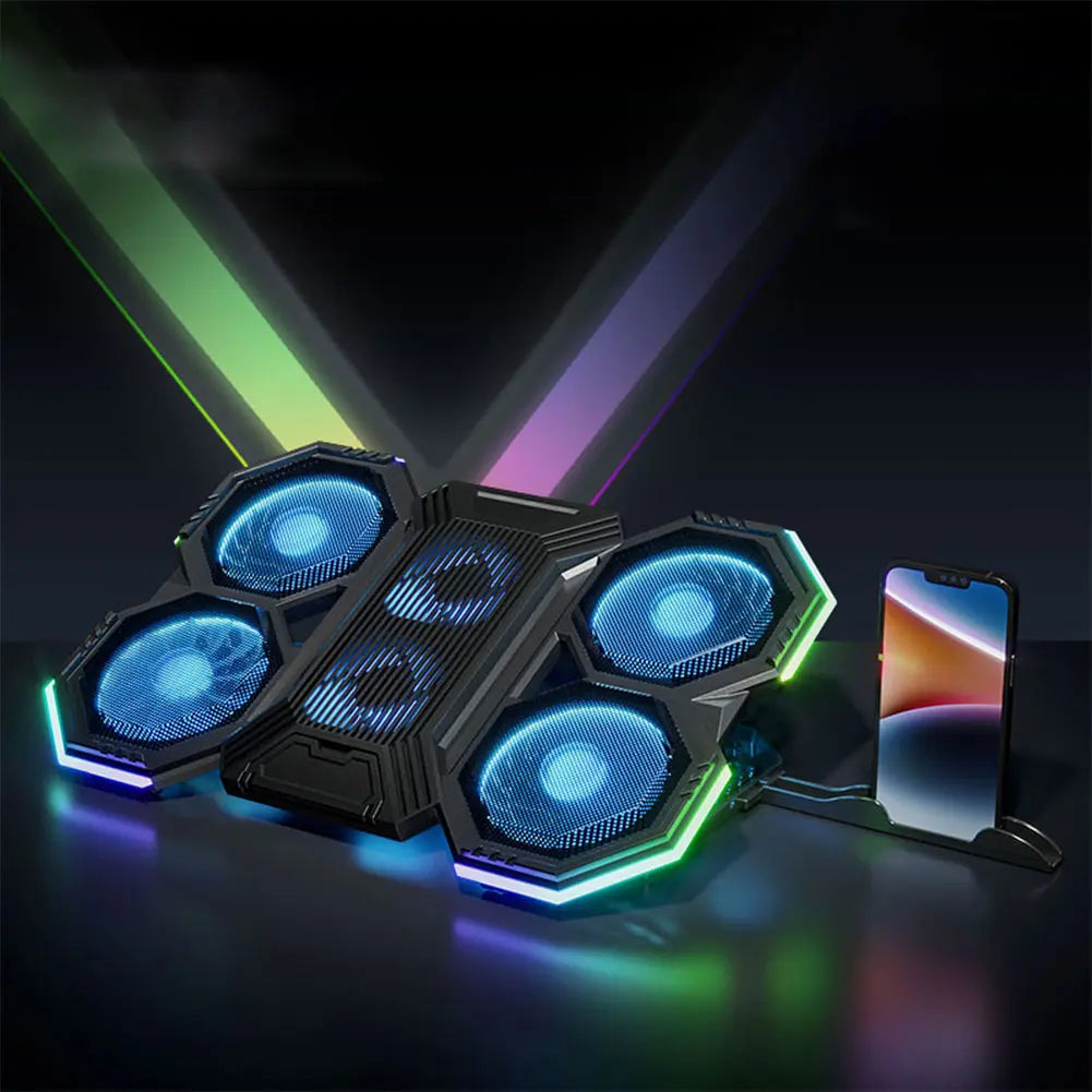 Laptop Cooler Cooling Pad 2 USB Ports Gaming Laptop Fan with 6 Quiet Fans Air Cooler Notebook Stand Holder for 12-21 Inch Laptop