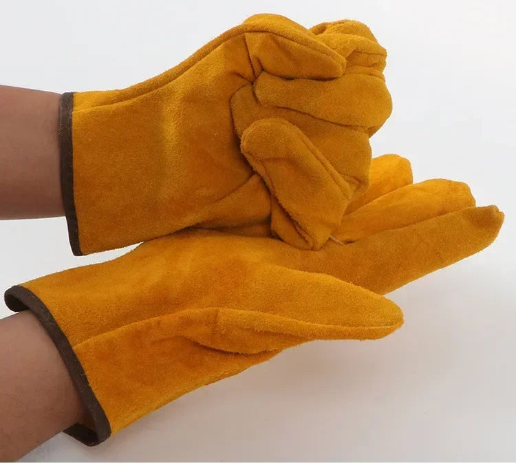 Men Work Gloves Soft Cowhide Driver Hunting Driving Farm Garden Welding Security Protection Safety Protection