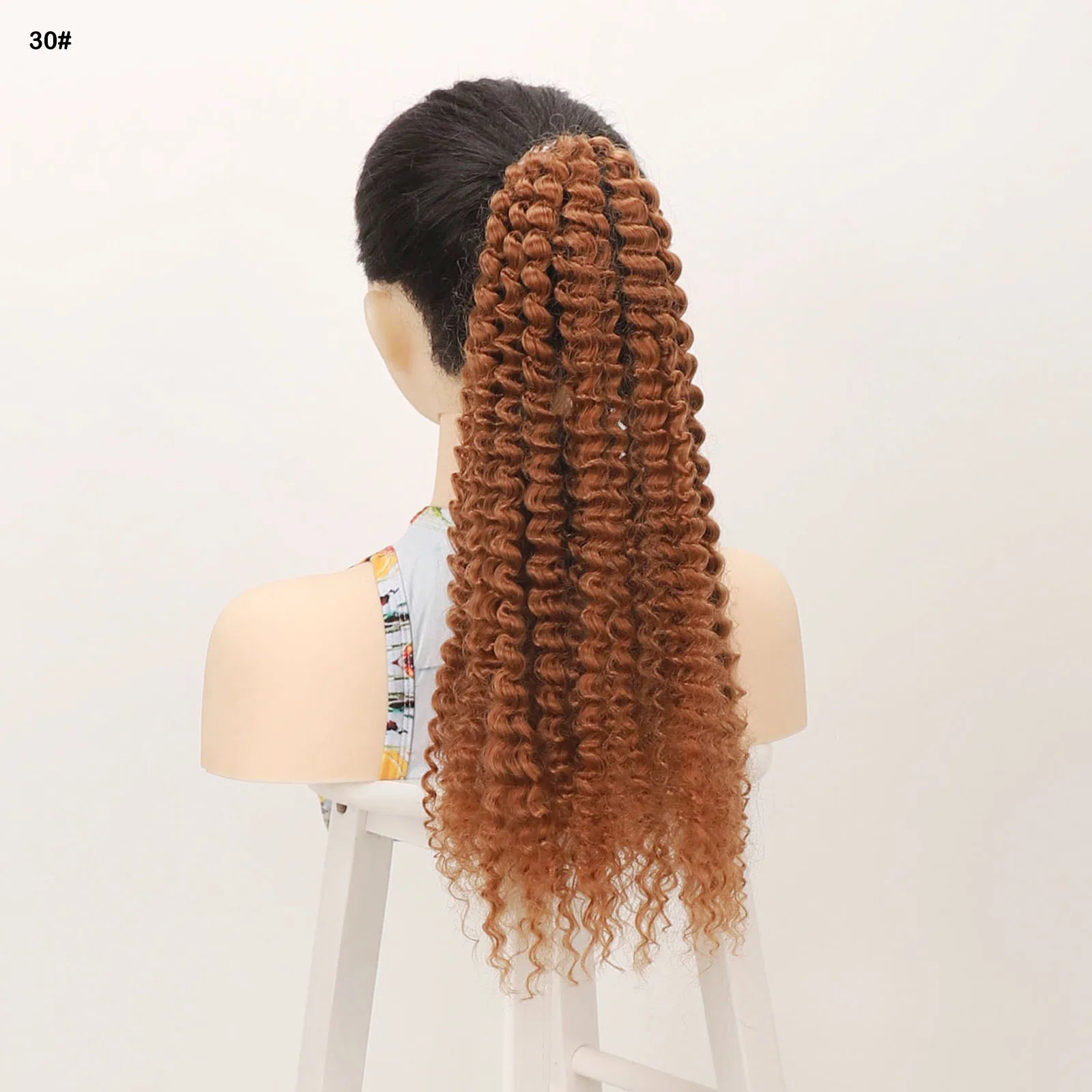 Jeedou Queues de cheval Cheveux bouclés lâches en anneau Design Afro Texture duveteuse Extension de queue de cheval synthétique pour femme Usage quotidien