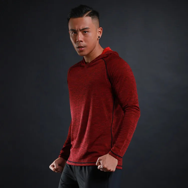 Men Hoodies Summer Running Fitness Casual Hooded Quick Dry Sweatshirts Solid Pullover Shirts with Hood Outdoor Gym Hoodie Man