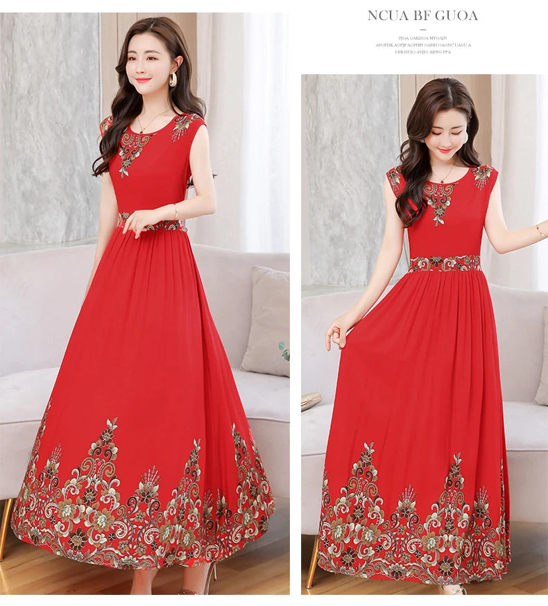 New Fashion  Summer Print Women Short Sleeve Cotton Plus Size Women Clothing Dress Ladies Large Size Vestidos dresses