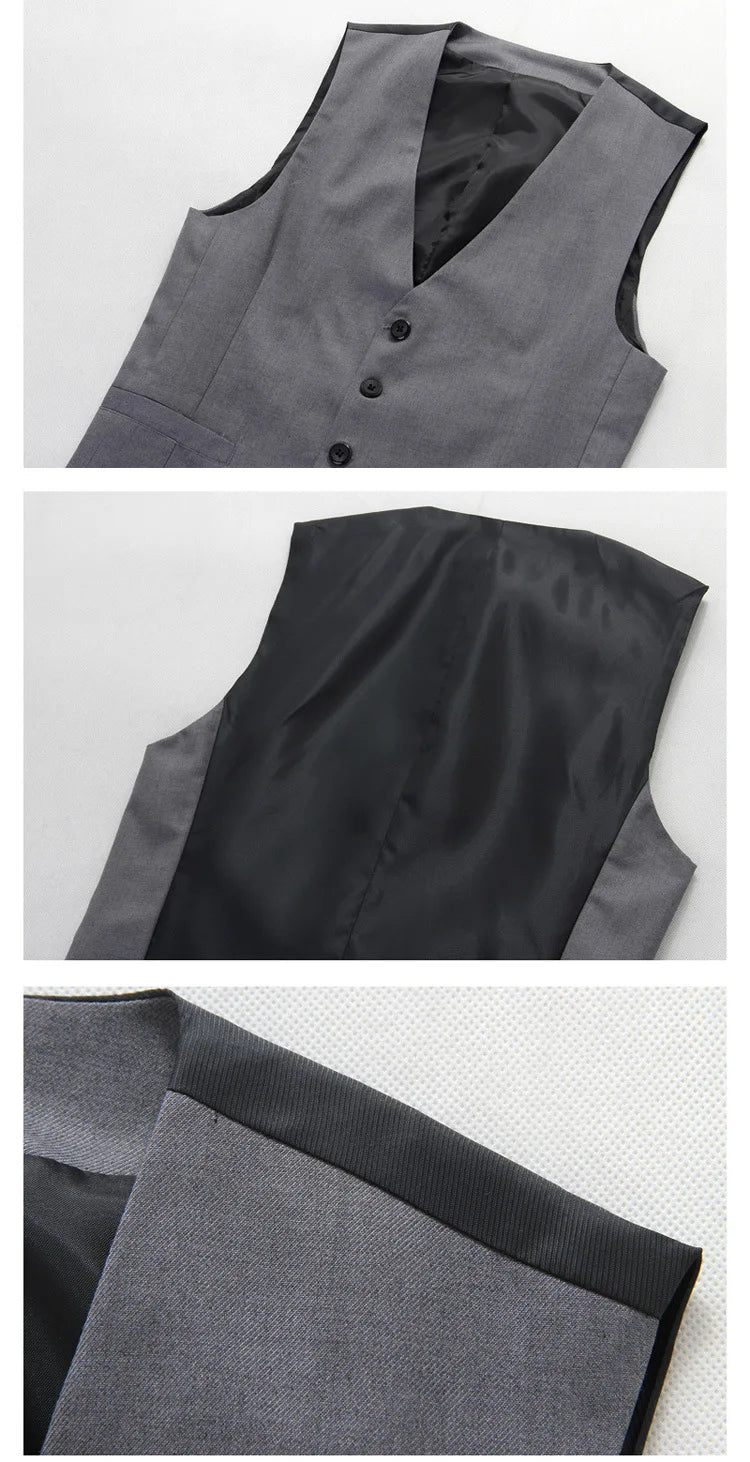 Fashion Single Breasted Suit Vests for Men Grey Black High-end Male Waistcoat Slim Fit Formal Business Casual Vest Plus Size 7XL