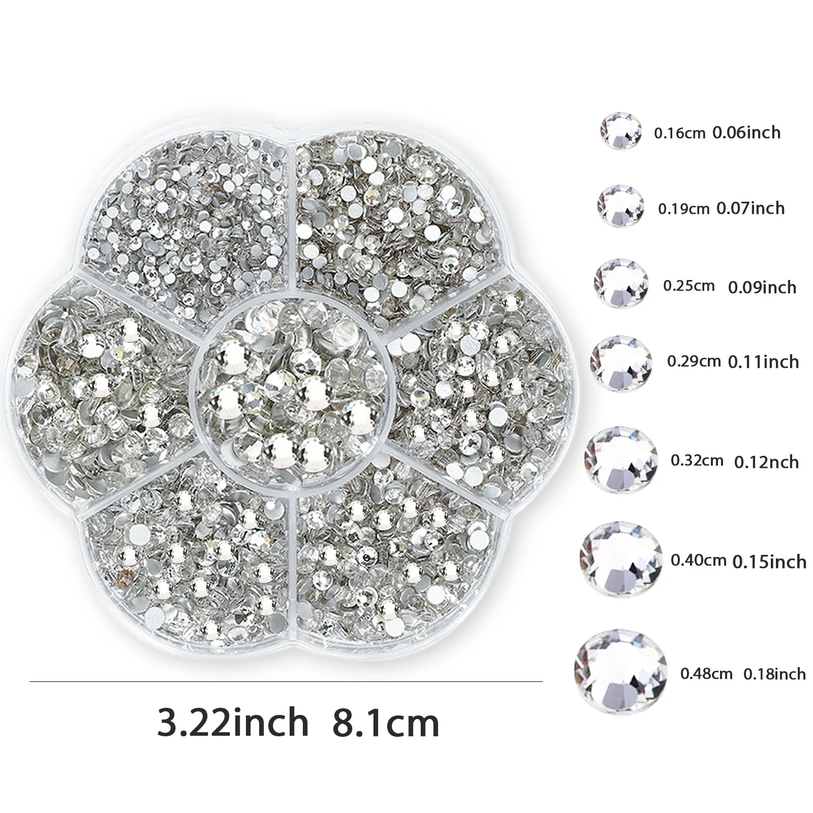 2100pcs Nail Art Rhinestones Flat Back AB White Glass Facial Rhinestones Treasure Flatback Nail Art Decorations