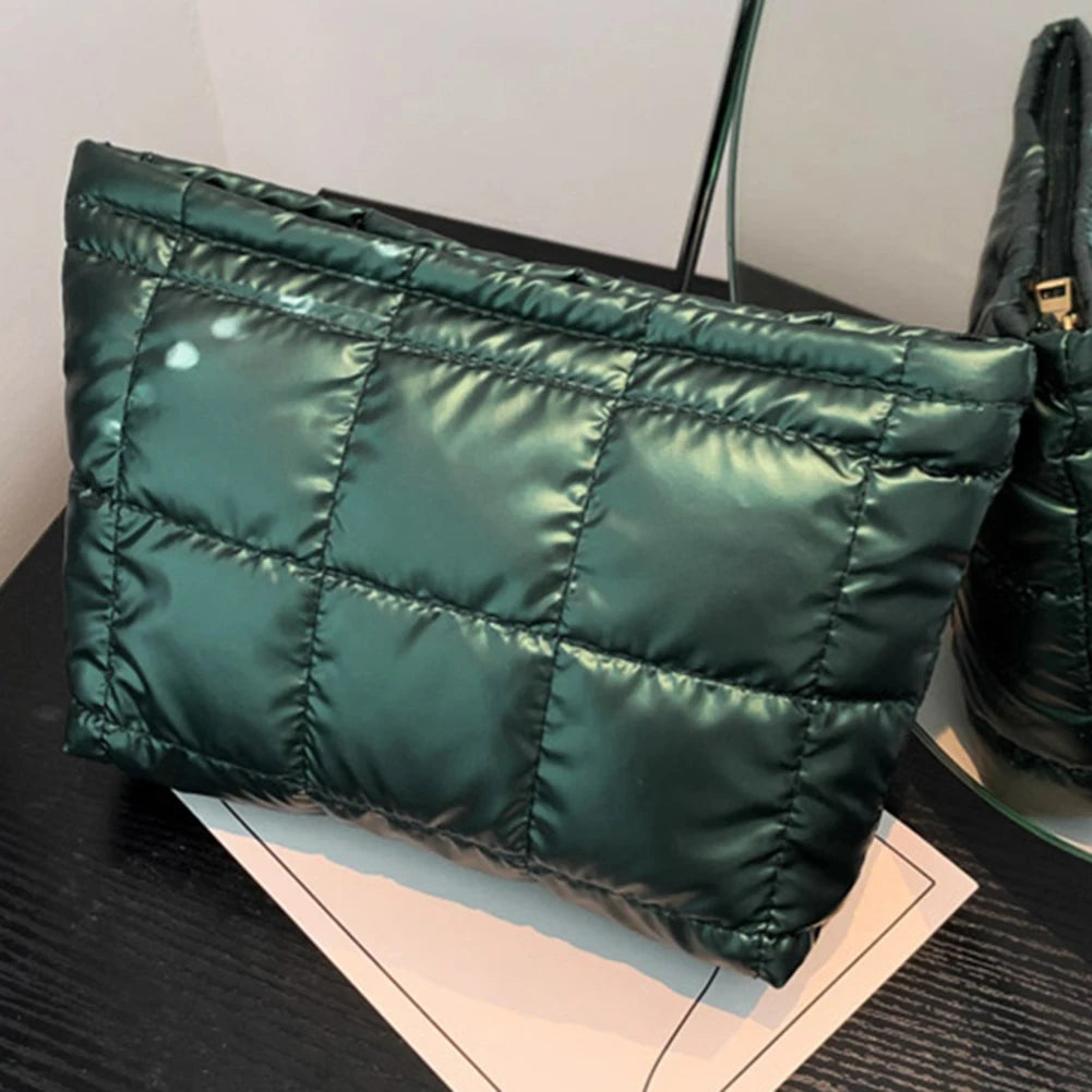 Bolsa de Aseo para Mujer Acolchada Bolsa de Maquillaje Acolchada de Gran Capacidad Bolsa Organizadora de Maquillaje de Color Sólido Bolsa de Maquillaje Acolchada