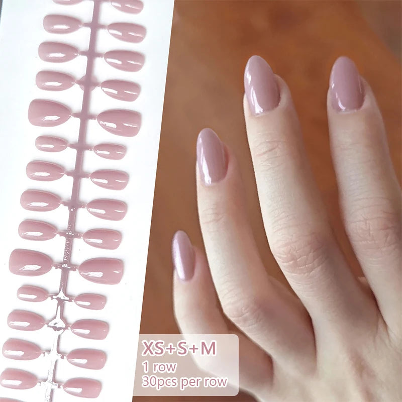 30Pcs Solid Color Nail Tip Fake Nail Fashion Nude Pink Wearable False Nails Simple Full Cover Press On Nails DIY Wear Nail Tool