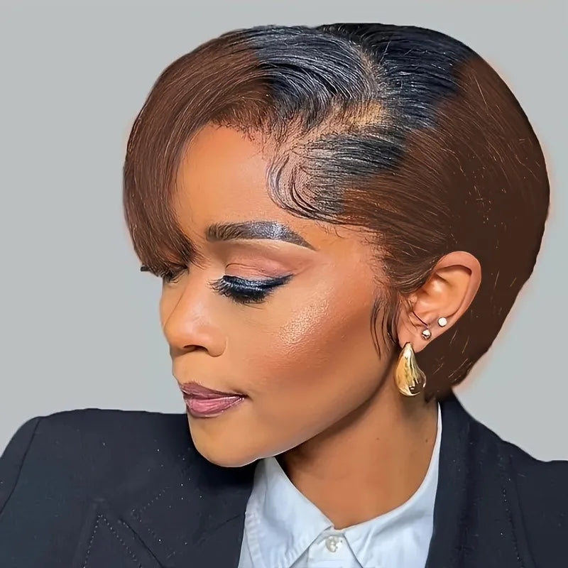 Pixie Cut parykk av ekte hår