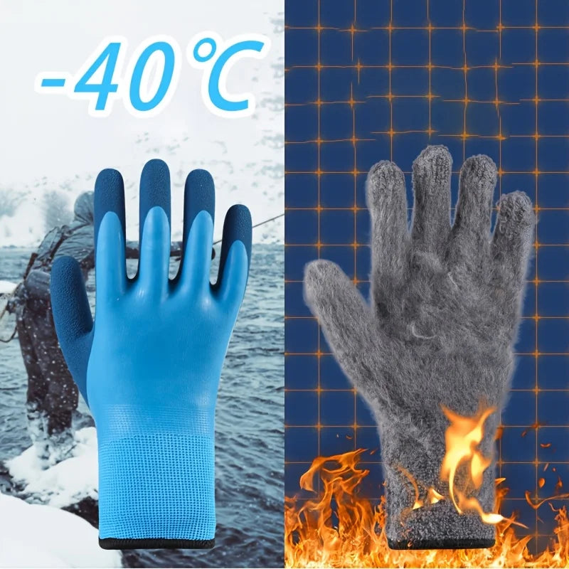 1 pair of men's cold and waterproof winter work gloves, warm and durable mechanical gloves, suitable for cold weather