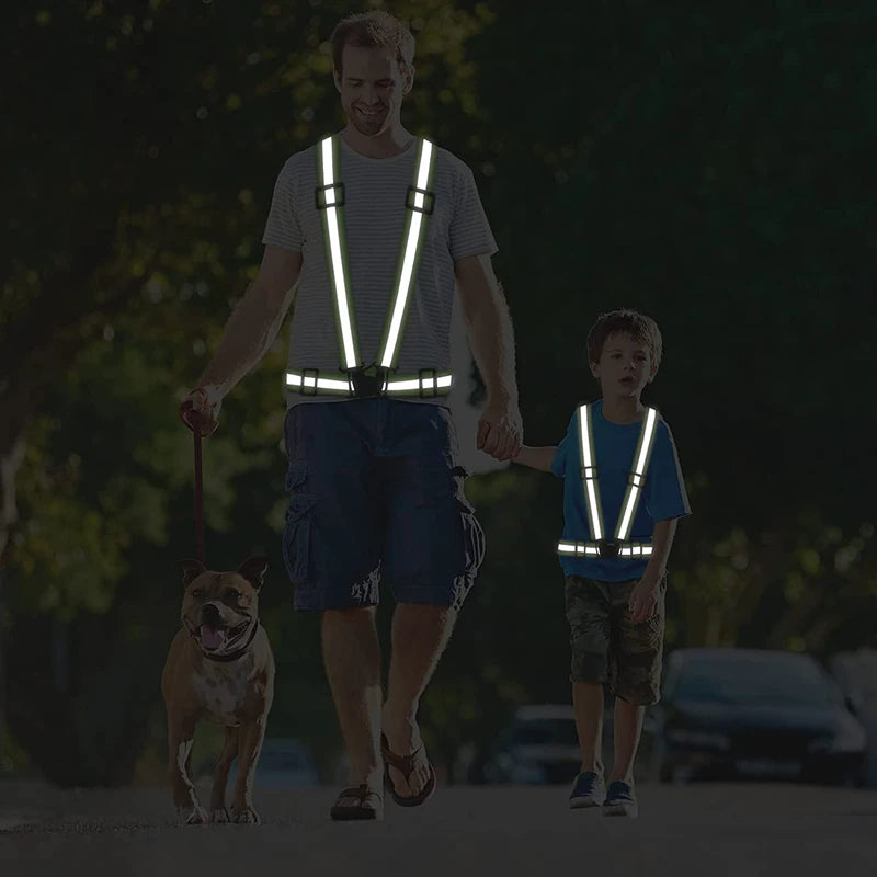 2/1PC Outdoor Night Walking Safety Vests Highlight Adjustable Lightweight Reflective Vest Biking Safety Strap Waterproof Running
