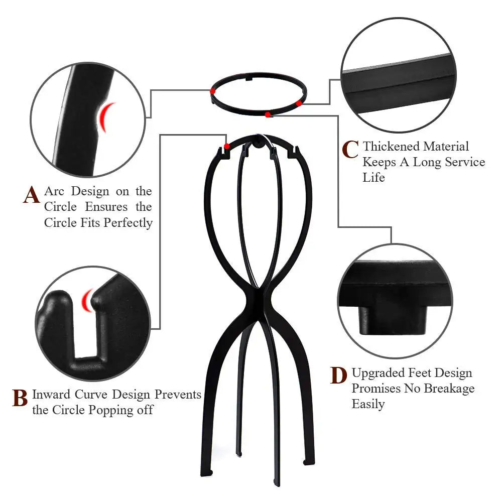2-Piece Collapsible Wig Stand Set