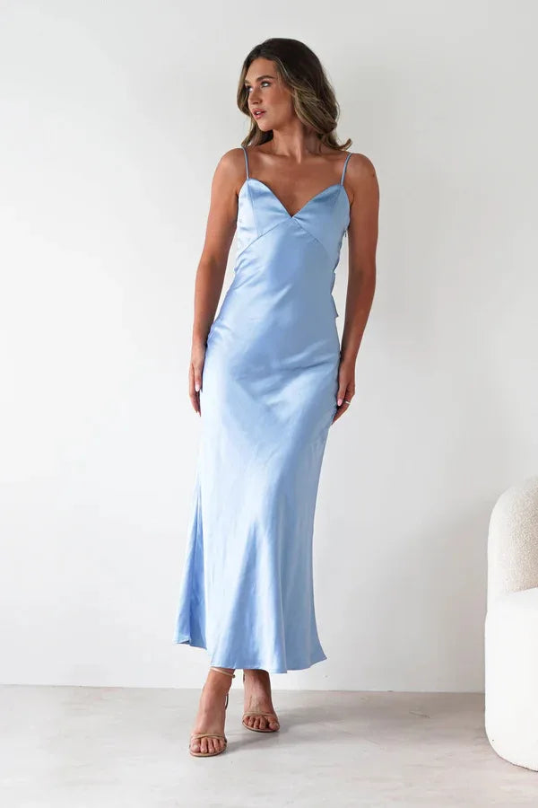 New Dresses  Woman Fashion Summer Women's Clothing Sexy Halter Satin Fashion Strappy Skirts