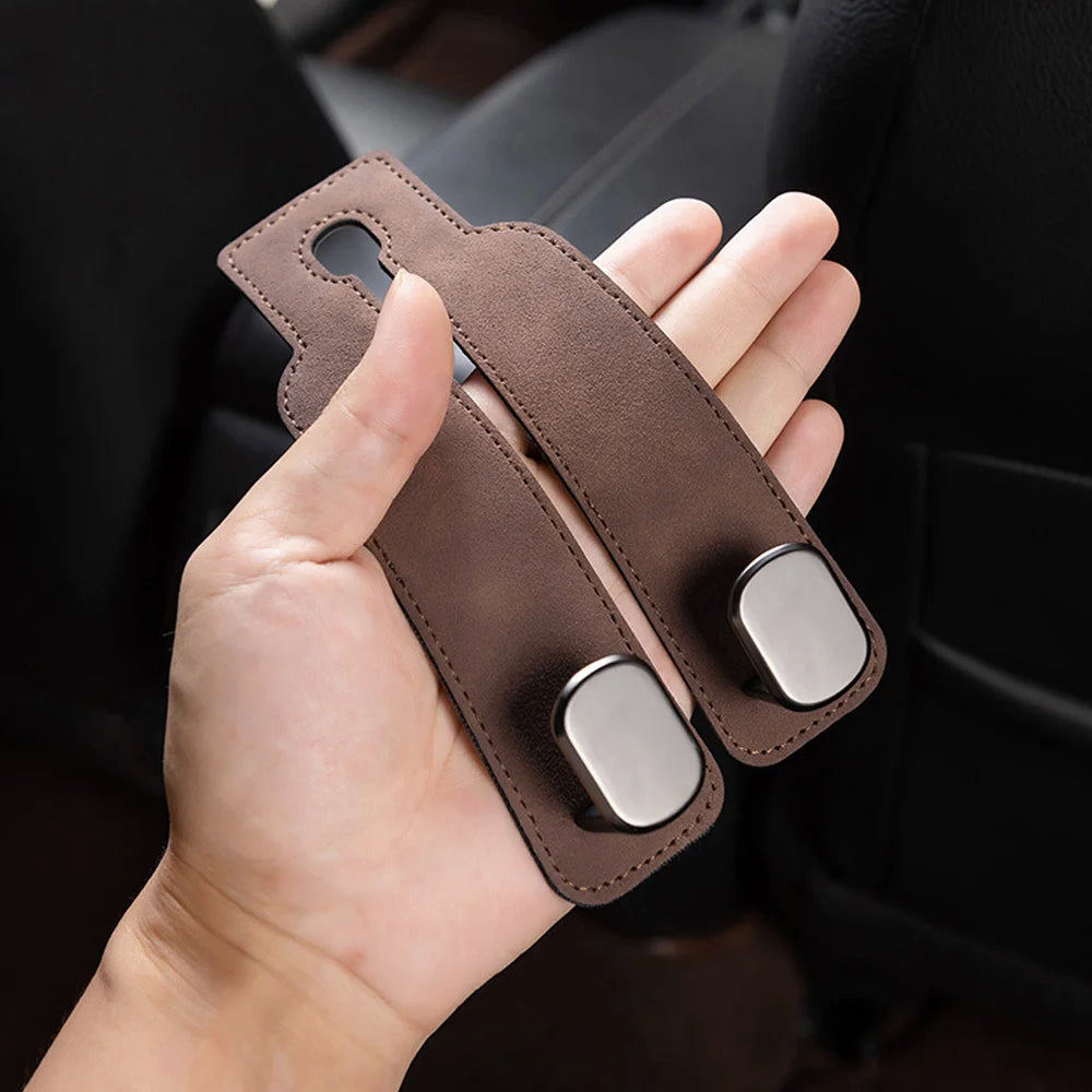 Quality 2 in 1 Car Headrest Hook Premium Suede Rear Seat Hanging Dual Hook 20KG Large Load-Bearing Alloy Hook Hanger Universal