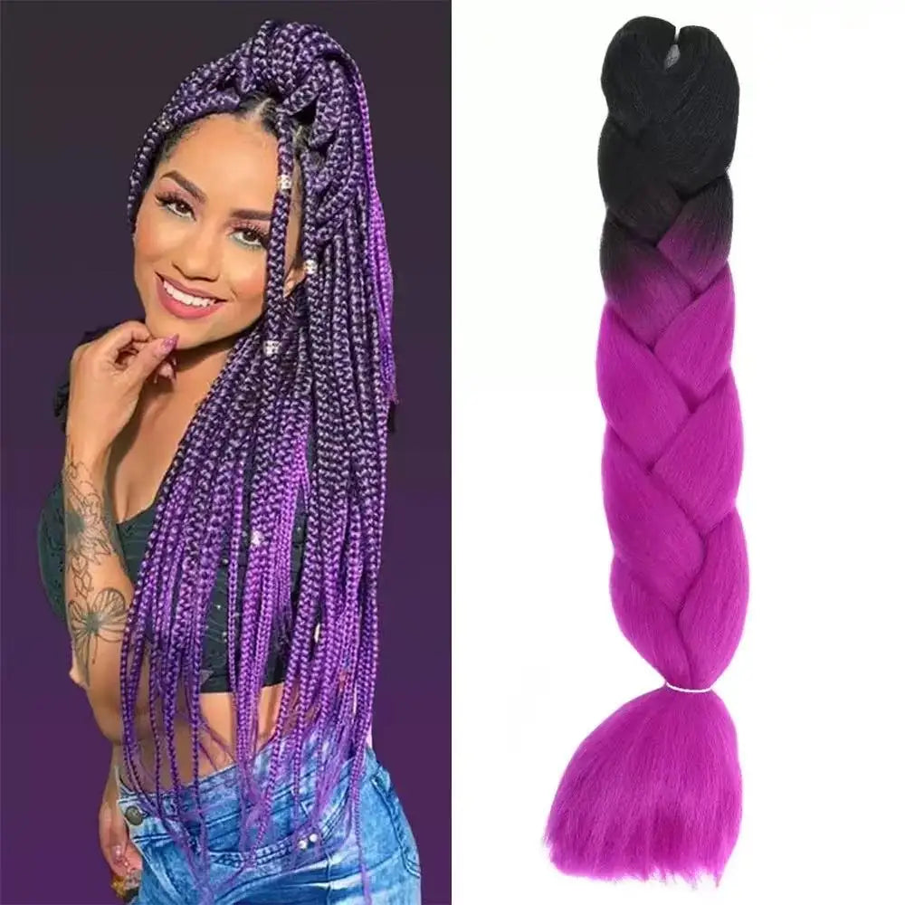24Inch Jumbo Braids Extensions Synthetic Braiding Hair Afro Ombre Color wig for women braid