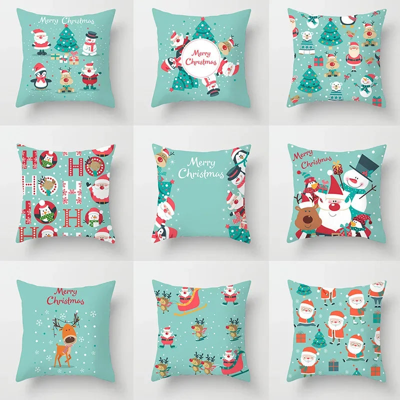 Merry Christmas Cushion Cover Christmas Decorations for Home 2021 Cristmas Ornament Noel Xmas Decor Navidad Happy New Year Gifts