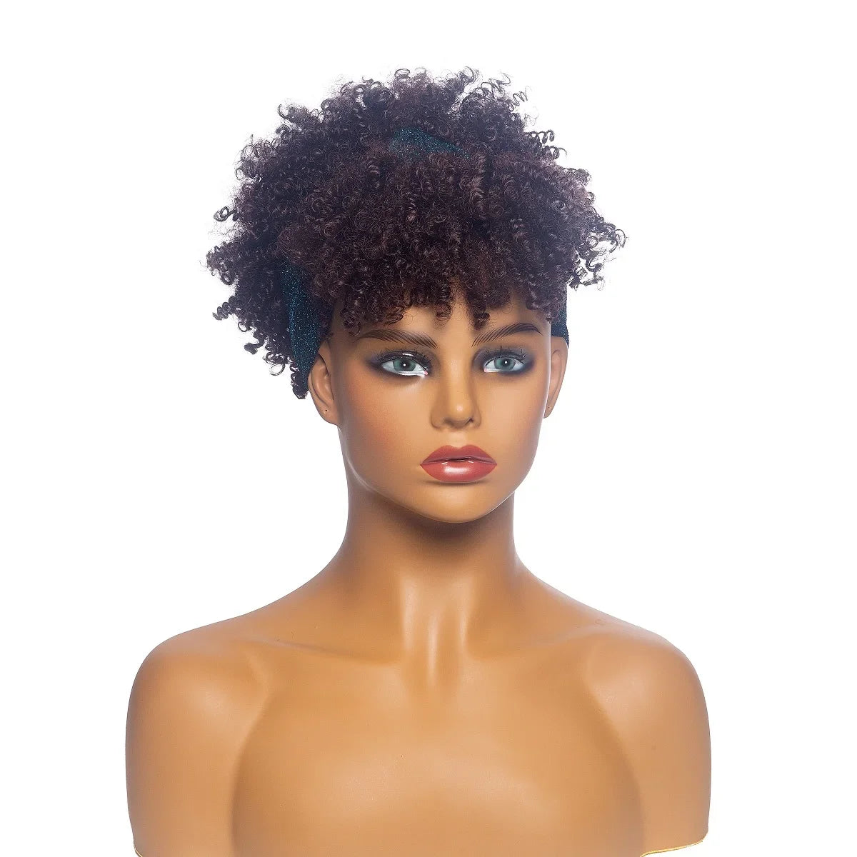 Fluffy Headband Wigs for Black Women Short Afro Kinky Curly Headwrap Wig High Temperature Natural Synthetic Headband Scarf Wig