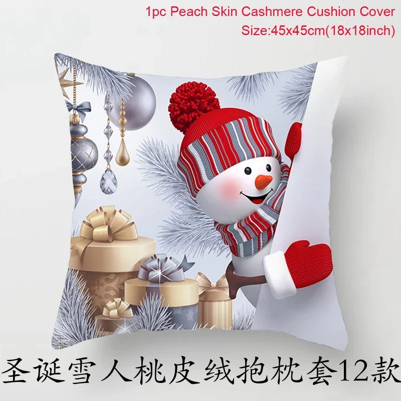 Merry Christmas Cushion Cover Christmas Decorations for Home 2021 Cristmas Ornament Noel Xmas Decor Navidad Happy New Year Gifts