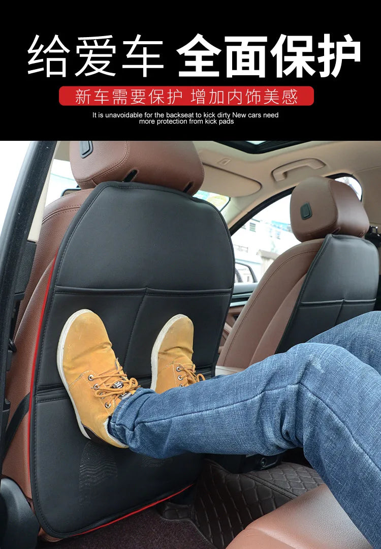 Protector de asiento trasero de coche de cuero sintético premium con relleno de esponja, a prueba de patadas, impermeable, universal para todas las estaciones, antideslizante, productos para coche