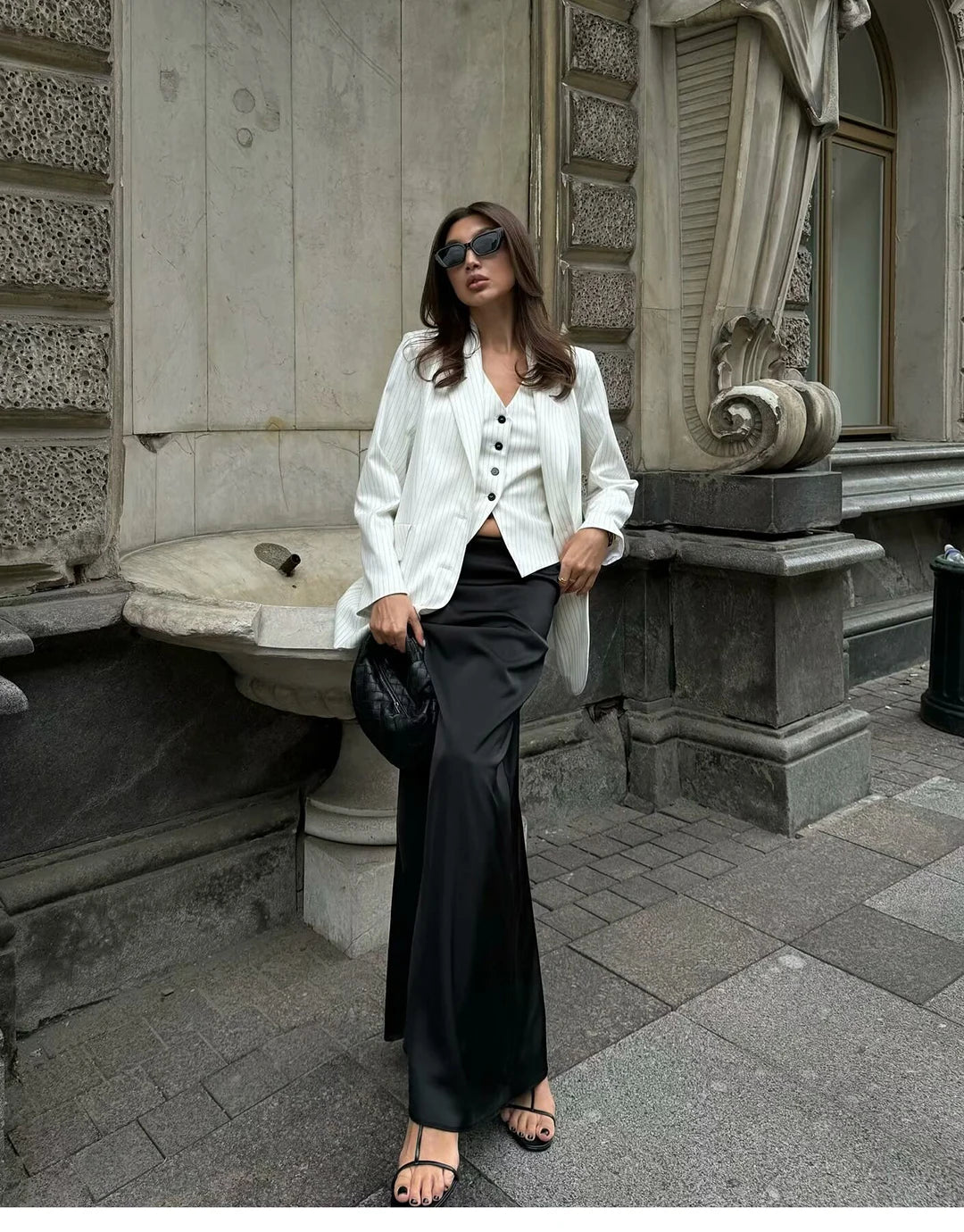 Elegant Satin Midi Slip Skirt with Side Zipper – Smooth & Flowing Fit for Versatile Styling