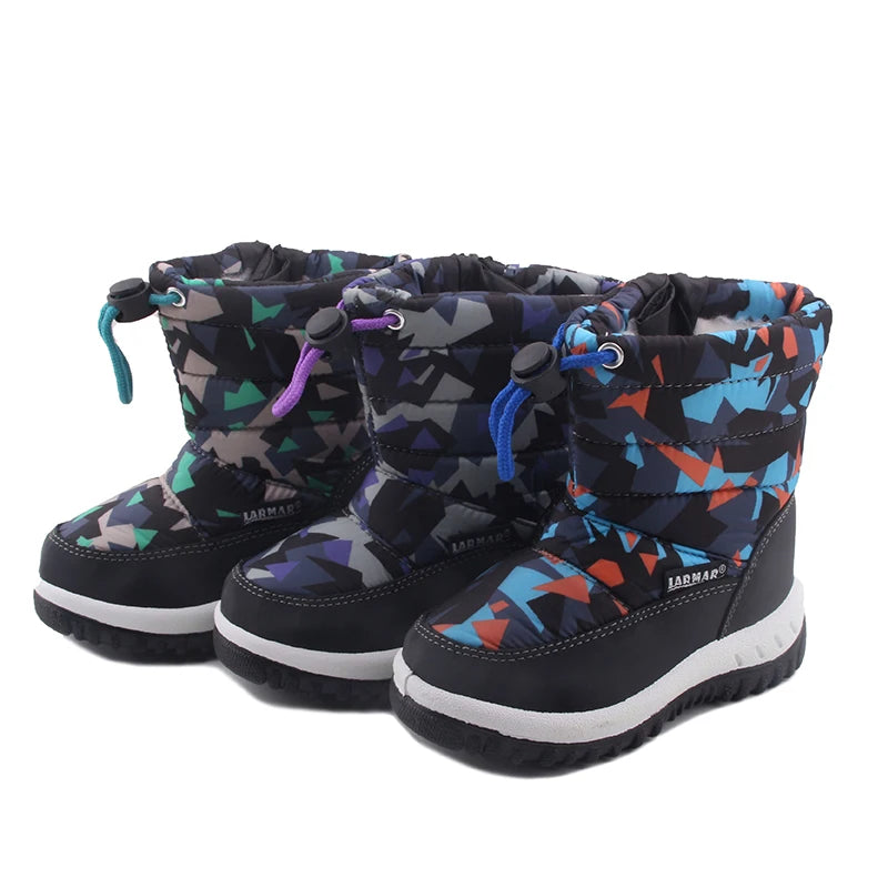 Winter Warm Fur Snow Boots Children Black Furry Shoes Girls Non-slip Waterproof Kids Footwear Child Sneakers Baby Shoes Pink