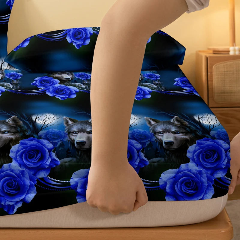 1 Simple modern Plant Flower animal printed matte Fitted Sheet, bedroom printed bed cover, bedding (excluding pillowcases)