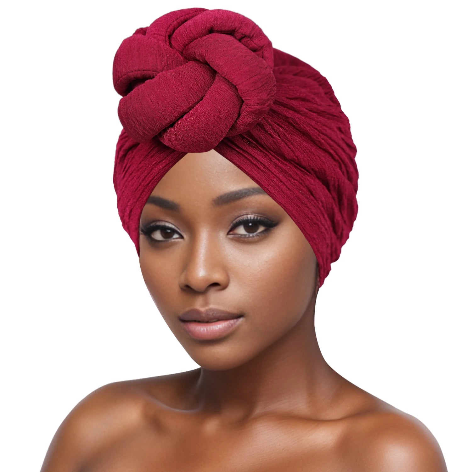 Women’s Fashion Turban – Bubble Cloth Headwrap with Large Flower Design