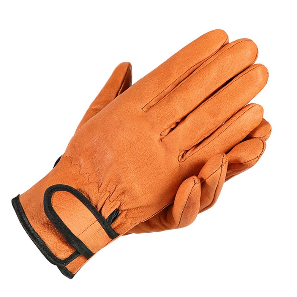 1 Pair Leather Work Gloves Soft Cowhide Gloves For Men/Women Gardening Pruning Driving Welding Security Protection Safety Glove