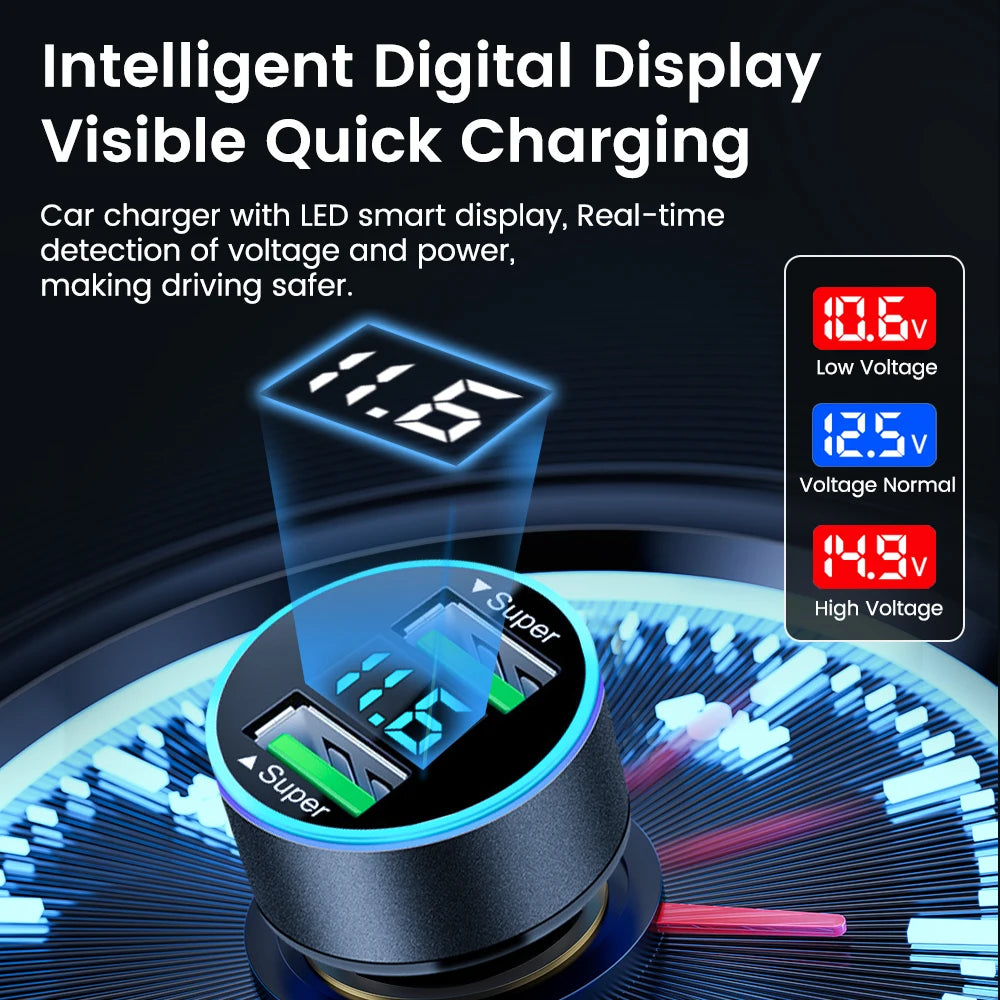 Cargador de coche Olaf 200W, encendedor con puertos USB duales, adaptador de carga rápida para iPhone 15 Samsung Xiaomi Huawei, cargador rápido de teléfono para coche