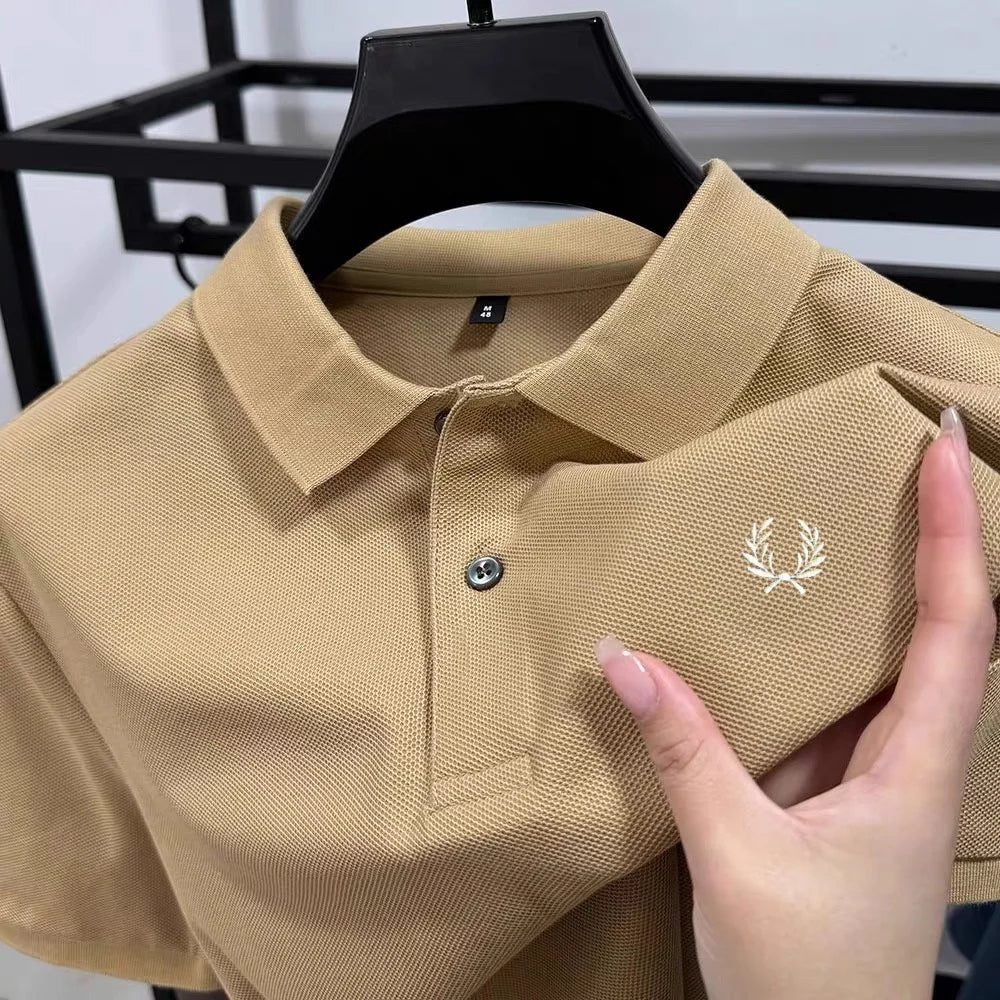 Luxury brand 100% cotton short sleeve men's polo shirt summer high-end fashion classic embroidery business casual golf T-shirt