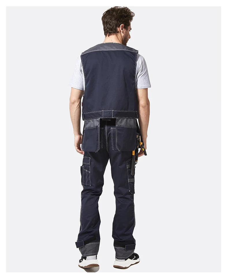 Work Clothing Men's Vest Tooling Clothes Multi-pockets Working Vest Workwear Vest Waistcoat For Maintenance Zipper Pockets