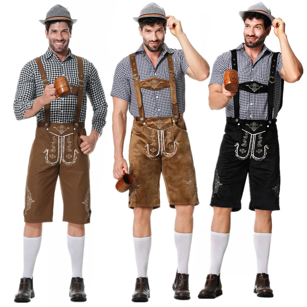 Male Lederhosen Oktoberfest Costumes Bavarian German Beer Festival Cosplay Carnival Halloween Party Outfit For Adult Men