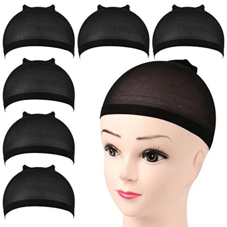 Wig Cap, 6PCS Black Stocking Caps for Wigs, Stretchy Stocking Nylon Caps for Women, Girls,