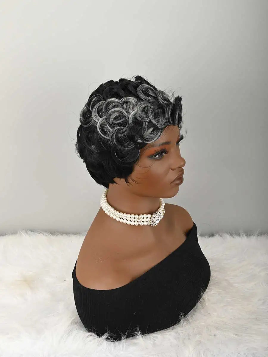 Short Pixie Wigs Short Curly Pixie Wigs Synthetic Wigs Natural Wavy Pixie Cut Wig Short Curly Layered Pixie Wig