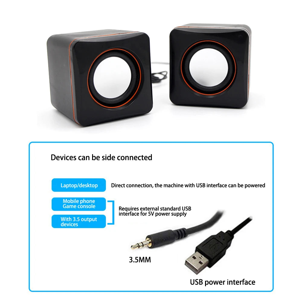 Home Laptop Mini Speaker Mini USB Powered Dual Stereo Speaker System Suitable for Multimedia Desktop Computers and Notebooks