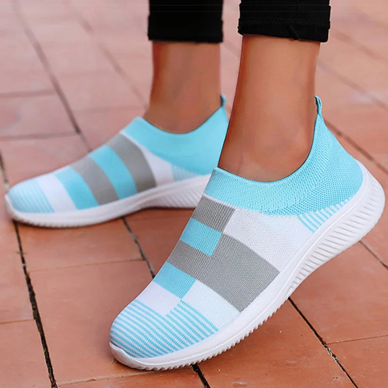 Women's Sneaker Mix Color Mesh Sneakers Shoes For Woman Casual Zapatillas De Mujer Slip-on Footwear Flat Women Vulcanize Shoes