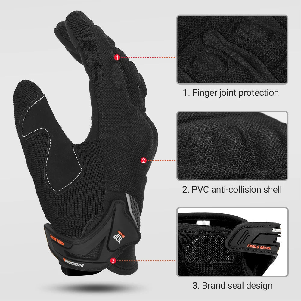 Summer Full Finger Motorcycle Gloves Men Breathable Touch Screen Motorbike Motocross Moto Biker Gloves Motorcycle Accessories