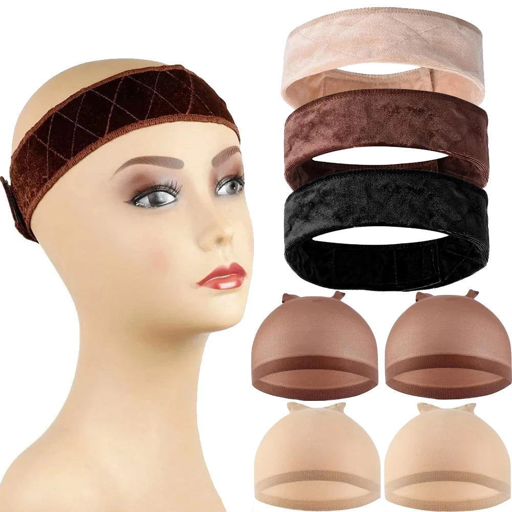 Wig Grip Bands and Dome Mesh Wig Caps for Keeping Wigs in Place Stocking Wig Caps for Women Christmas&Winter Gifts