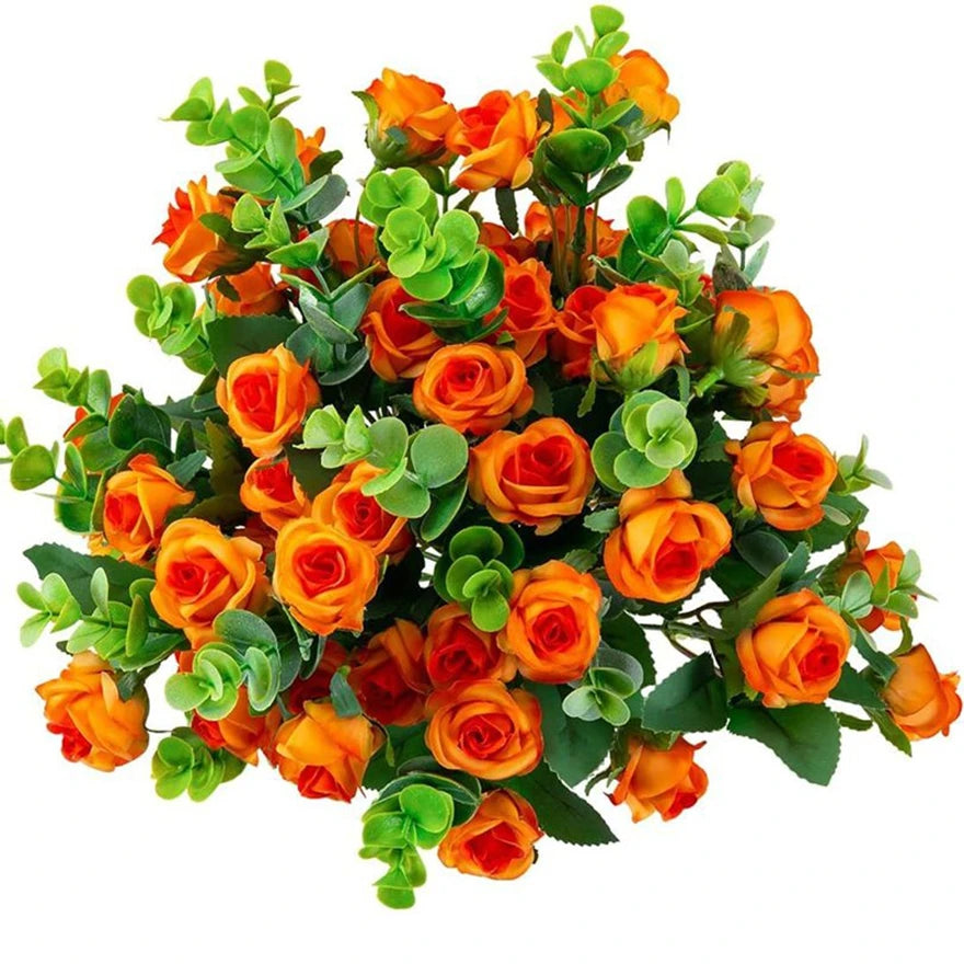Artificial Flowers Vases Home Decor Outdoor Garden Festival Eucalyptus Leaves Fake Plants Wedding Party Silk Roses Bouquet Cheap