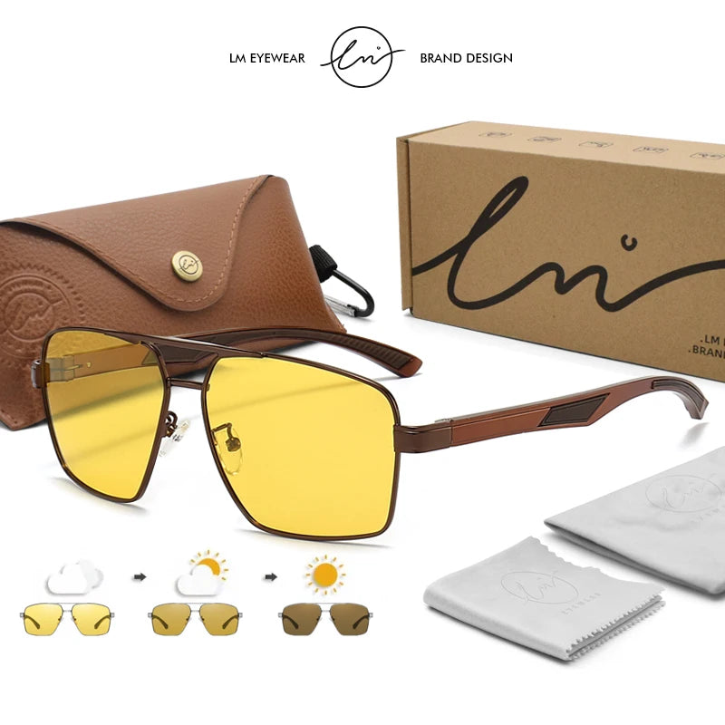 Intelligent Photochromic Sunglasses Men Polarized Night Vision Goggle Women Anti-Glare Driving Cycling Outdoor Sport Glasses